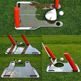 Golf Putting Alignment Mirror - Portable Practice Aid with Alignment Lines & Ball Gate